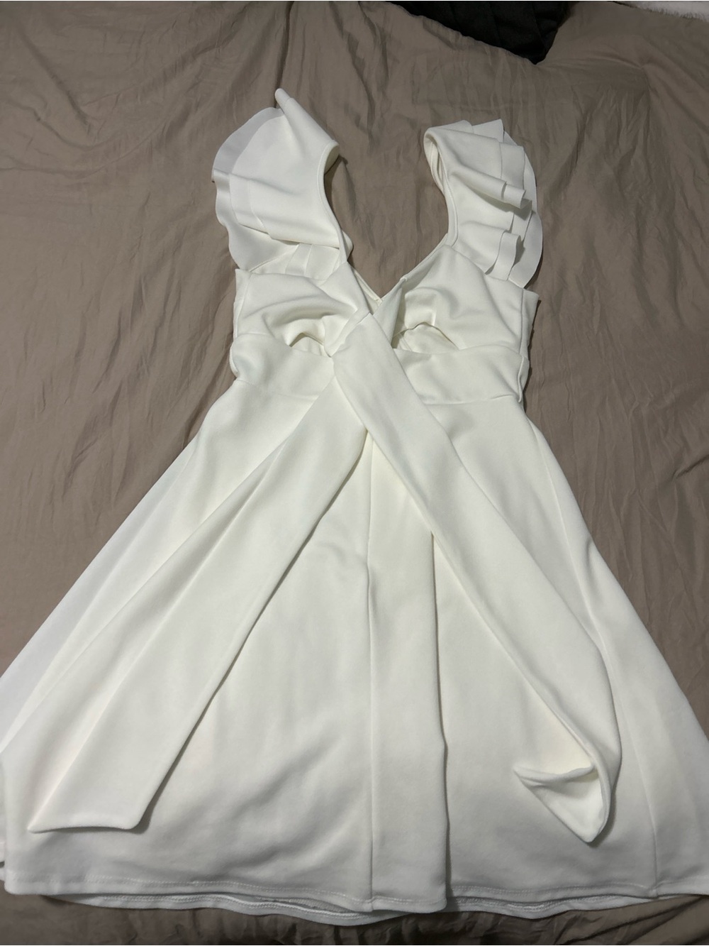 Altar'd State White Ruffle V-Neck Mini Dress - Picture 2 of 4